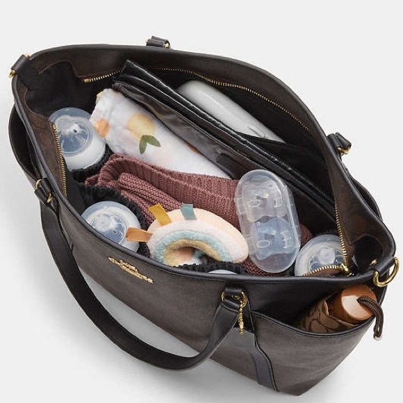 Coach Signature Brown and Black Baby Monogram Tote - Picture 5 of 7